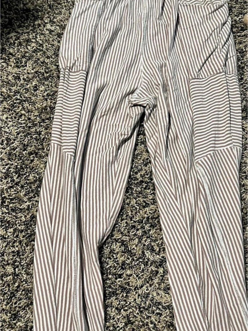 Free people Striped Ankle Pants in tan & White